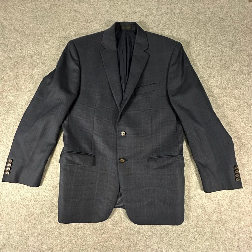 Lauren Ralph Lauren Blazer Mens 40R Blue Plaid Two Button Wool Blend